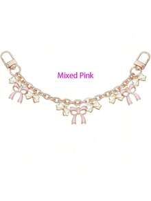 1/2pcs Black & Pink Bow Wallet Chain Pendant, Bow Bag Chain, Alloy Bag Strap Extender Chain With Enamel Pink Bow Pendant, Suitable For Wallets And Handbags - Multicolor - View 10