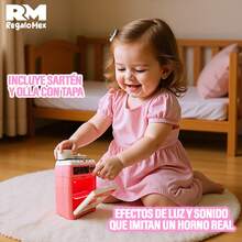 Horno con Parrilla De Cocina con Luz y Sonido Reales, Juguete de Simulación para Niñas Estufa con Horno - Rosa - Ver 6