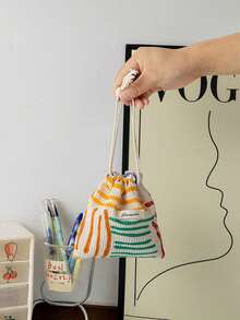 1 Piece Solid Color Corduroy Travel Skincare Drawstring Storage Bag, Cosmetic Bag, Underwear, Clothing Storage Bag, Hygiene Bag, Excursion Essentials, Travel Storage Set, Box Set, Luggage Storage Bag Set, School Supplies, Dormitory Essentials, Room/Bedroom Decoration Box, Clothing Storage Bag, Returning To School, Valentine's Day, New Year.