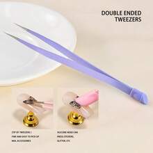 1支双头美甲镊子，带硅胶压头 - 精准水钻贴片器和美甲工具 - 彩色 - 查看 10