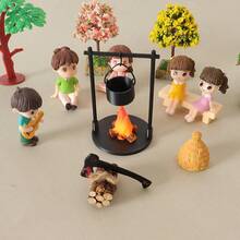 1Set Miniature Dollhouse Chimney And Fire Pit Set - Durable Black Plastic Fire Pit With Realistic Fire And Smoke, Ideal For Dollhouse DIY Accessories, Model House Christmas Decor, And Photography Props, Fire Pit Decor Accessories - Multicolor - View 7