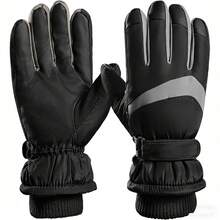 Women's Ski Gloves, Thick Warm Windproof Waterproof Touchscreen Motorcycle Cycling Gloves, Outdoor Winter Sports Skiing Gloves - Black - View 1