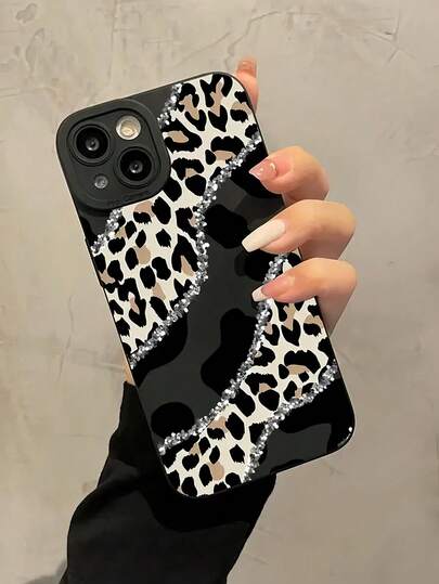 Cheetah,Leopard Print Creative Leopard Print Silver Bar Indirect Print Phone Case Compatible With IPhone 17, 16, 15, 14, 13, 12, 11, XS, XR, X, 7, 8 Plus, Pro Max, Mini And Series