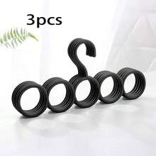 3/1pc 5-Hole Scarf Rack, Multi-Purpose Plastic Storage Hanger, Scarf Tie Necktie Organizer Rack, Space-Saving Wardrobe Hanger, Dorm And Bedroom Storage, Tie Scarf Organizer Rack, Multifunctional Hanging Scarf, Home Use Belt Waistband Sock Hanger Plastic Clothes Rack - Multicolor - View 8