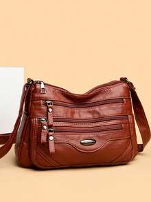 2026 女士奢华软皮设计师包 - 多口袋斜挎单肩包 - 紅色 - 查看 3