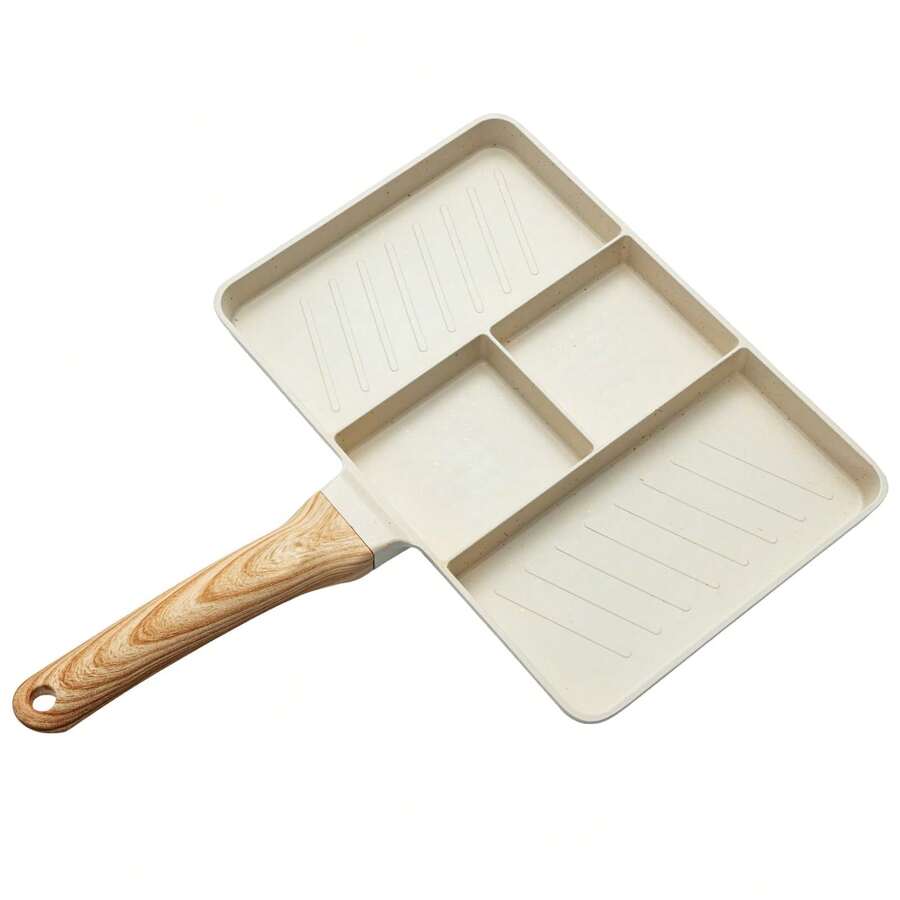 10-Inch Multi-Compartment Non-Stick Frying Pan – 4-Section Divided Breakfast Skillet For Eggs, Bacon, Pancakes – Perfect For Gas, Electric & Induction Cooktops, Dishwasher - White - View 1