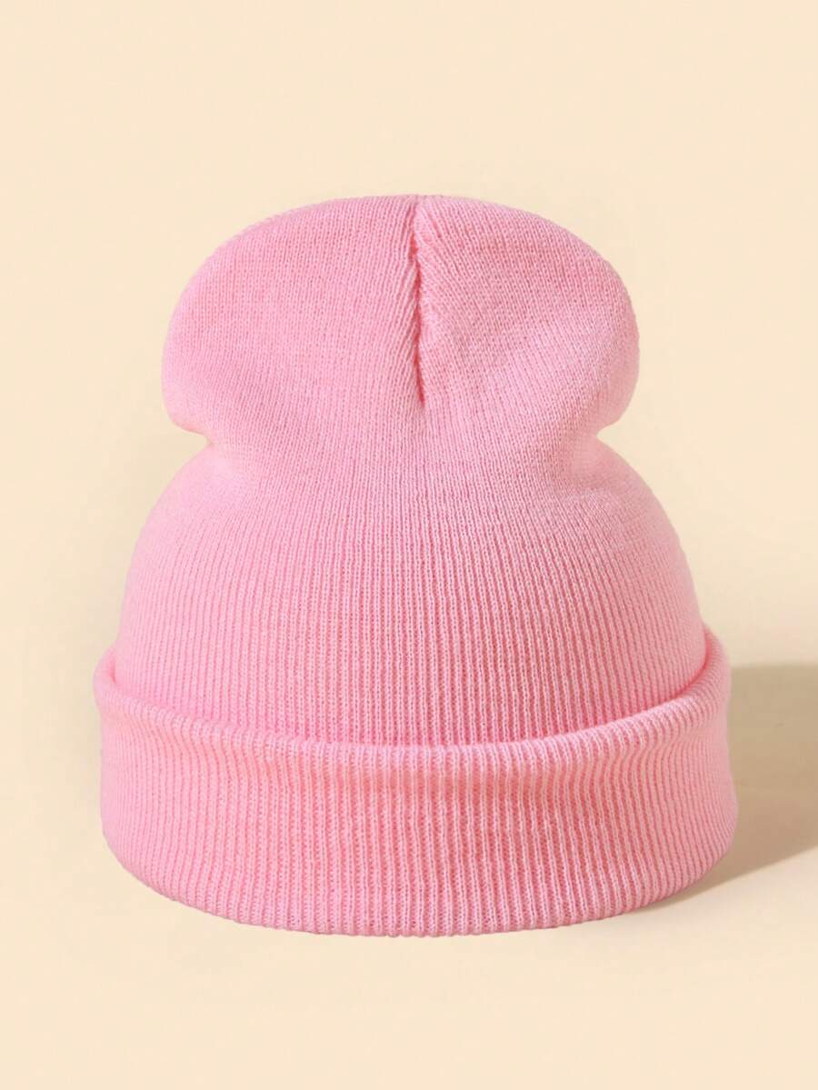 1pc Men's Fashionable Solid Color Knit Beanie Hat, Suitable For Autumn/Winter Daily Warmth And Outfit - Pink - View 1