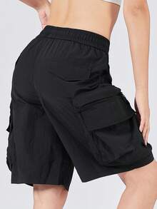 GRIM PANDA Women's Loose Multi-Pocket Cargo Shorts, Drawstring Quick-Dry Breathable Multifunctional Shorts, Summer Sports Outdoor Yoga Daily Casual Wear - Black - View 10