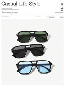 Conjunto de 3 óculos da moda Masculinos Estilo Aviador com Armação Dupla, Ideais para Uso Externo.