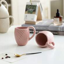 1/2/4件套复古欧式情侣马克杯，手工陶瓷咖啡/牛奶杯，艺术感十足的办公室家居饮具，适合圣诞节、万圣节、复活节等节日。 - 彩色 - 查看 5