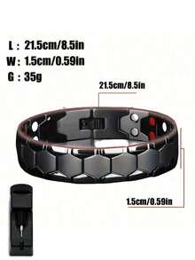 3 PiecesUnisex Magnetic Bracelet Set Double-Row 3500 Gauss High-Intensity Magnetic Bracelets The Perfect Surprise Gift For Father's Day/Mother's Day/Boyfriend/Best Friend Elegant Gift Box Packaging With Adjustment Tool Included - Black - View 3