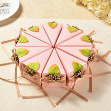 10/1 صندوق هدايا قابل للطي بشكل كعكة، صندوق تغليف هدايا، صندوق هدايا لأجواء الأعياد والحفلات، مناسب للمناسبات والأعياد والأعراس - وردي - مشاهدة 4