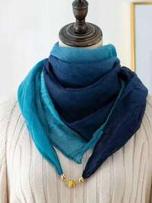 1 pieza Bufanda de contraste de color vintage con degradado de poliéster y broche magnético, cálido cuello envolvente
