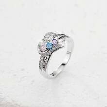 خاتم أم من الفضة 925 عيار مرصع بحجر كريم منقوش بحرف، هدية عائلية مؤثرة لعيد الشكر، مناسب للارتداء اليومي