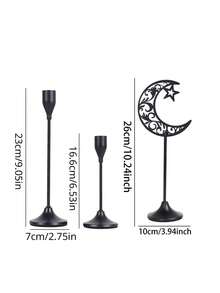 1 قطعة/مجموعة حامل شمعة هلال ذهبي/أسود معدني/فانوس رمضان/حامل شمعة/حامل شمعة زجاجي مقاوم للرياح. مناسب للمناطق المنزلية اليومية مثل زوايا المكتب والخزانات في غرفة النوم وطاولات الجانب في غرفة المعيشة. - الأسود - مشاهدة 15