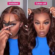 200% Dichte Perücken Frontale Glueless Body Wave 5x5 Spitze Frontale Perücken Mischung Haar Brasilianisches Haar Perücke Vorgeschnitten Vorgezupft Mit Baby Haar Perücken Glueless Body Wave Menschliches Frontalhaar Perücken Für Frauen #4 Farbe 13x4 13x6 HD Spitze Frontale Haare - Braun - Übersicht 6
