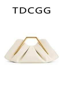 勃艮第红色褶皱云包 PU 皮革几何金属手提包女士时尚手拿包约会派对晚宴包适合宴会晚装婚礼约会节日日常使用 - 彩色 - 查看 15