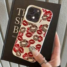 1Pc Super Beautiful Red Lips And Leopard Print Lips White Soft Case Mobile Phone Case Protective Case Is Suitable For IPhone17/16/15/14/13/12 11 17Pro Max Series And 14/15/16 Plus 17Air 17promax And Other Models Birthday Gifts, Holiday Gifts, Friends Gifts, Couples Mobile Phone Case, Boyfriend And Girlfriend Gifts - 白色 - 查看 6