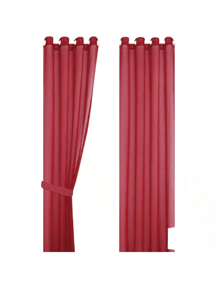 Cortinas transparentes Rojo Vino de alta durabilidad de 140cm*225cm