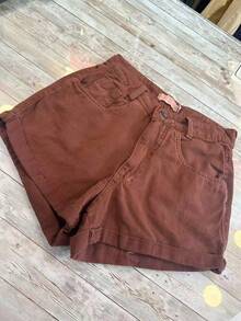 Women's Mom Jeans Shorts, High Waist, Comfortable, Premium Quality, Stylish, Casual - Marrom - 查看 2