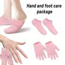4件套女士保湿手足护理套装，包含：超柔软内衬乳霜SPA腿套、修复干燥皲裂足部保湿手足套（日常佩戴）、保湿凝胶足膜腿套、去角质修复腿套、滋养足膜凝胶腿套、四季保湿防皲裂袜套装、含精油的滋养手套 - 彩色 - 查看 6