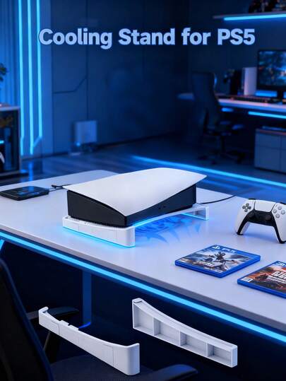 Playstation 5 Horizontal Cooling Stand - Stable Base Stand Compatible With Playstation 5 Disc & Digital Editions, Space-Saving Playstation 5 Accessories Easy To Install