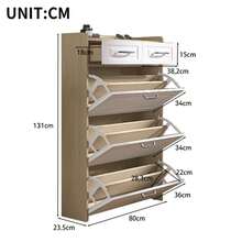 Shoe Cabinet With Rotating Shoe Rack, Consisting Of Three Large Doors And Two Drawers, Wooden Shoe Cabinet, Shoe Rack, Suitable For Entrance Areas And Living Rooms, W80/D23.5/H131cm (N657P28633233N) - Natural Color - View 10