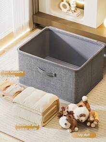 1pc Foldable Zipper Lid Storage Box With Handle, Cube Shaped Organizer Bin For Wardrobe, Toys, Home Use, Large Capacity