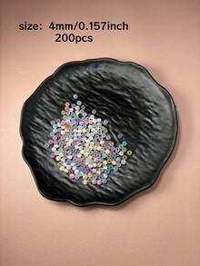 100颗/200颗/400颗猫眼玻璃珠，4毫米/6毫米，多种颜色（蓝、粉、黄、绿），适用于DIY珠宝制作、项链、工艺品和串珠刺绣 - 玻璃材质装饰珠