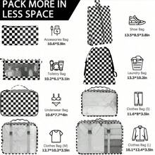 8件套便携式旅行收纳袋套装 - 轻松整理您的衣物、鞋子和内衣 - 完美适用于行李箱和旅行包打包。8件套标语图案旅行收纳袋，便携式设计，包含鞋袋、洗漱包和洗衣袋，可用于学校用品、房间装饰、卧室装饰、宿舍，是学生和教师的理想之选。 - 彩色 - 查看 5