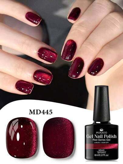  MSRUIOO Esmalte de uñas en gel de color rojo cereza de 8ml - Acabado súper brillante y brillante, de larga duración y fácil de aplicar, esmalte de uñas profesional de calidad de salón para uso en el hogar y en el salón