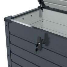Outsunny Garden Storage Box With Wheels, Lock And Handle, For Balcony And Terrace, 100 X 62 X 65 Cm, Dark Grey - 深灰色 - 查看 8