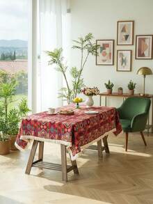 1件套编织几何流苏桌布，波西米亚风格几何提花图案，带流苏装饰，适用于厨房、餐桌、客厅、卧室、茶几、电视柜、婚礼、派对、生日、家居装饰 - 彩色 - 查看 16