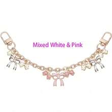 1/2pcs Black & Pink Bow Wallet Chain Pendant, Bow Bag Chain, Alloy Bag Strap Extender Chain With Enamel Pink Bow Pendant, Suitable For Wallets And Handbags - Multicolor - View 15