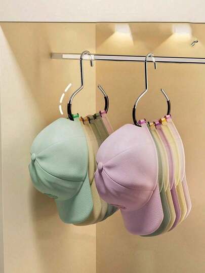 1/2/4/10pcs Random Color Hat Organizer Rack, Hanging Hat Holder For Wardrobe/Closet, Multi-Functional Hat Display Rack