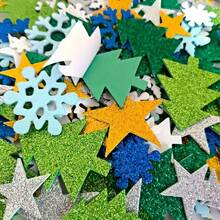 500pcs- Self-Adhesive Glitter Foam Stickers - 3D Stars, Snowflakes & Pine Trees Window Decorations, Residue-Free Colorful Vinyl Stickers Party & Holiday Gift Accents Sparkling, Brilliant, No-Trace Adhesive Stickers For Crafts, Greeting Cards, Home & Party Decorations (Christmas Style) - Multicolor - View 1