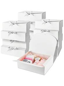3/5/15PCs Gift Boxes With Lids, White Black 10.6X8X3.2 Inch Gift Boxes, Bridesmaid Proposal Box With Ribbon, Kraft Paper Boxes For Wedding, Packaging, Present, Birthday, Christmas, Party - White - View 1