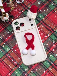 圣诞节最新创意手机壳 | DIY配件 - 柔软保暖的帽子围巾 | 兼容苹果17 Air/17 Pro Max、S25 Ultra/S25 FE、红米Note 13 | 镜头全覆盖保护 | 防震防摔，适用于苹果13/16、A56 5G、苹果13 Mini、苹果17手机壳、Xiu's Friends、OPPO Reno 14f 5G、A57、S26 Ultra、S26 - 白色 - 查看 3