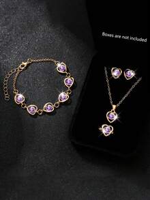 6/5pcs Ladies' Elegant And Cute LED Heart-Shaped Digital Display Electronic Watch, Suitable For Ladies To Wear, Equipped With Jewelry Bracelets, Necklaces, Rings, And Earring Sets, Suitable As A Birthday/Holiday Gift For Ladies, Perfect For Daily Life Such As School, Parties, And Travel. Homecoming Season, Valentine's Day, Christmas, Perfect Gift For Ladies