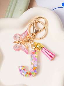 1pc Creative Keychain With 26 English Alphabet & Butterflies Pendant For Girls' Luggage And Bags