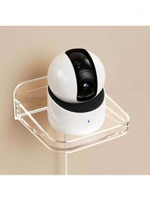 قاعدة حامل كاميرا جدارية عائمة قطعتان/قطعة واحدة، كاميرا مراقبة الحيوانات الأليفة داخلية، رف بدون ثقب، حامل صغير شفاف لاصق للسماعات والنباتات الصغيرة، نوعان من حوامل الجدار المتناسقة - متعدد الألوان - مشاهدة 2