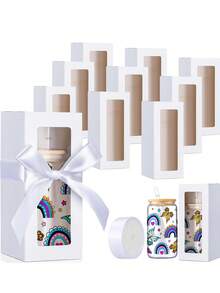 10 Pieces, Bow Gift Box, With A Roll Of Ribbon, Rectangular Window Display Packaging Box, For Festival Gifts, Gift Box With Window. - Multicolor - View 3