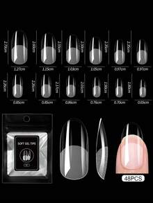 48pcs/Pack Transparent Matte Almond Shaped Acrylic False Nails, Matte Transparent Full Coverage Acrylic Gel Nail Kit, Press-On Nail Stickers Suitable For Nail Salon DIY - Clear - View 11