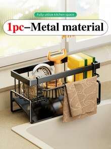 1pc Kitchen Sink Sponge Holder, Self-Draining Sink Caddy, Plastic Kitchen Sink Organizer Rack, Kitchen Rag Rack, Bathroom Shelf, Faucet Sponge Holder, Sponge & Dishwashing Liquid Organizing Holder, Multi-Functional Storage Basket, For Dish Drainer, Soap, Brush, Towel, Cleaning Spray, Kitchen Gadgets, Bathroom/Kitchen Accessories, Christmas Kitchen Decoration - Multicolor - View 11