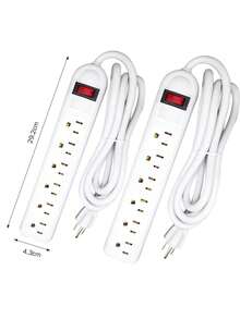Regleta Multicontacto con 6 Tomas,  Cable de Extensión de 1M, Ideal para Dormitorio, Hogar, Dormitorio u Oficina, Disponible en Negro y Blanco - ps014-2 piezas - Ver 12