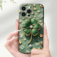 Funda de teléfono negra Clover 1PC, diseño de trébol moderno y popular, funda de protección creativa personalizada y elegante, a prueba de golpes y anti-caídas, resistente a las manchas y duradera, adecuada para  17/17 Pro/17 Pro Max/17 Air/ 16/16 Pro/16 Pro Max/16 Plus/ 15/15 Pro Max/15 Pro/15 Plus/ 14/14 Pro/14 Plus/14 Pro Max/ 13/13 Pro/13 Pro Max/12/12 Pro/12 Pro Max/11/11 Pro/11 Pro Max/XR/X/XS/XS Max. Es el regalo de cumpleaños perfecto para novias, novios, esposos, esposas, amigos o para uno mismo, innovador y a la moda, adecuado tanto para hombres como para mujeres. - Multicolor 2298 - Ver 3