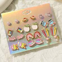 独特的字母、书籍、铅笔可爱有趣的设计 - 粉色 - 查看 6