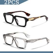 HBK 男士商务光学眼镜金属镜腿方形日常装饰眼镜框男女商务、摄影道具和礼品 - K40549 - 查看 30