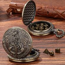 Zestaw mini kostek Dungeon And Dragons z darmową torbą, koperta zegarka kieszonkowego Dragon Sword z 7 wielościennymi mini metalowymi kostkami D20, akcesoria do gier planszowych RPG, MTG, spersonalizowane prezenty świąteczne dla chłopaka, pomysły na prezenty dla mężczyzn, zabawne prezenty dla nastolatka - Wielokolorowe - Zobacz 2