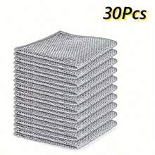 30-Piece Heavy-Duty Steel Wool Scrubbing Pad - Non-Scratch Dual-Purpose/Dry Cleaning Cloth Upgraded Metal Mesh Brush Suitable For Tableware, Sink, Pot County And Flat-Bottom Pot - Commercial Kitchen Cleaning (Gray), Room Cleaning Cloth, Pot Scrubbing Pad, Dry Dual-Purpose - 銀色30pcs - 查看 9